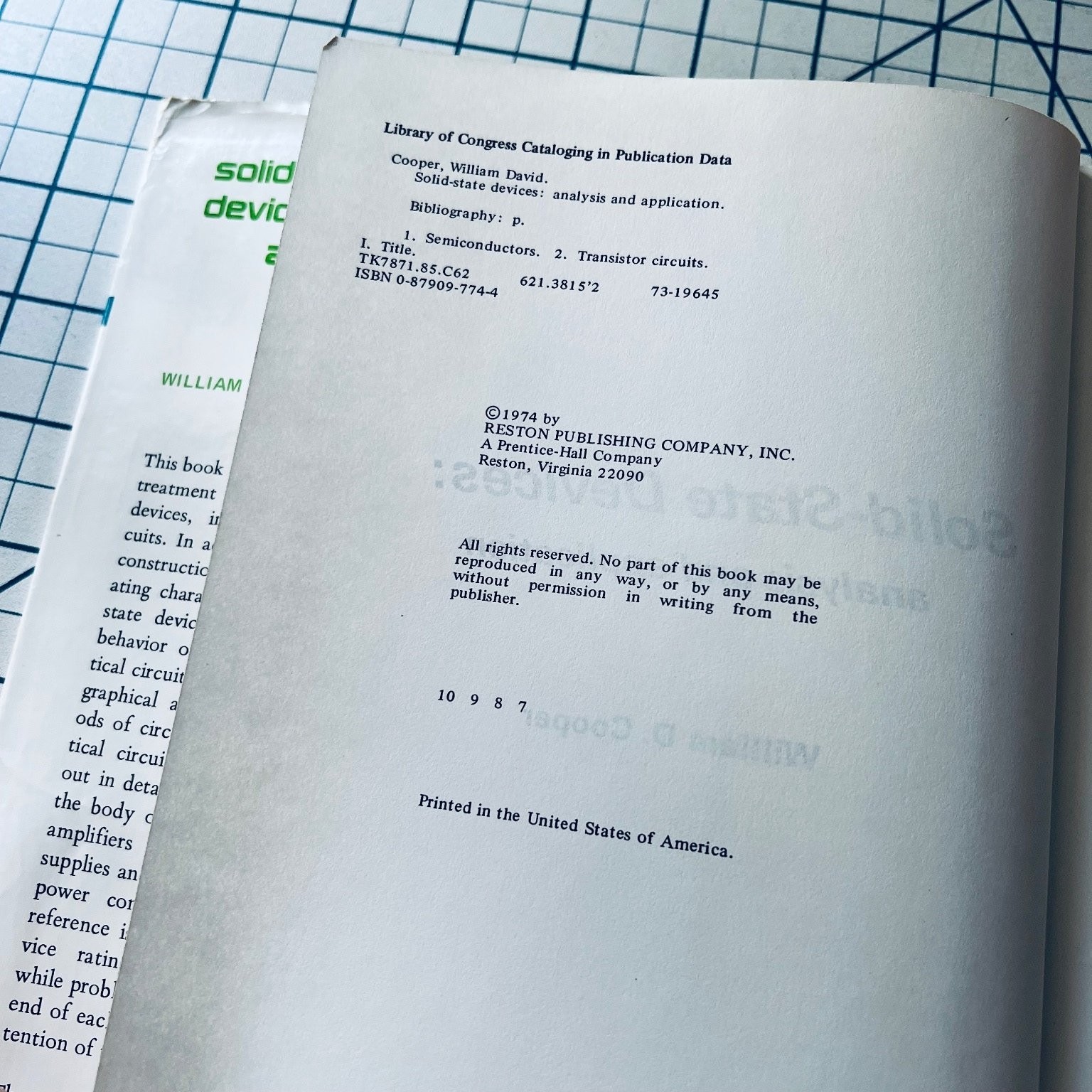 Solid-State Devices Analysis and Application 1974 Electronics William Cooper