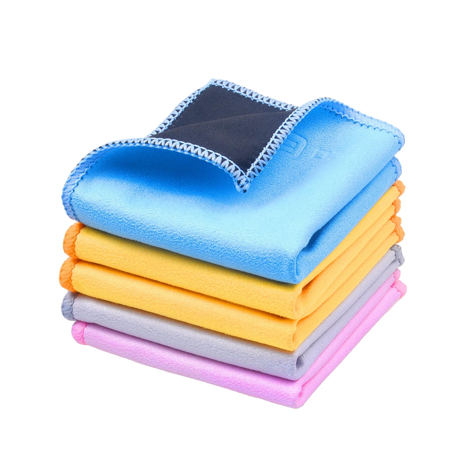 Microfiber Cleaning Cloths Double-Sided - 5 Pack - 6.6 x 6.2 inch - Microfibe...