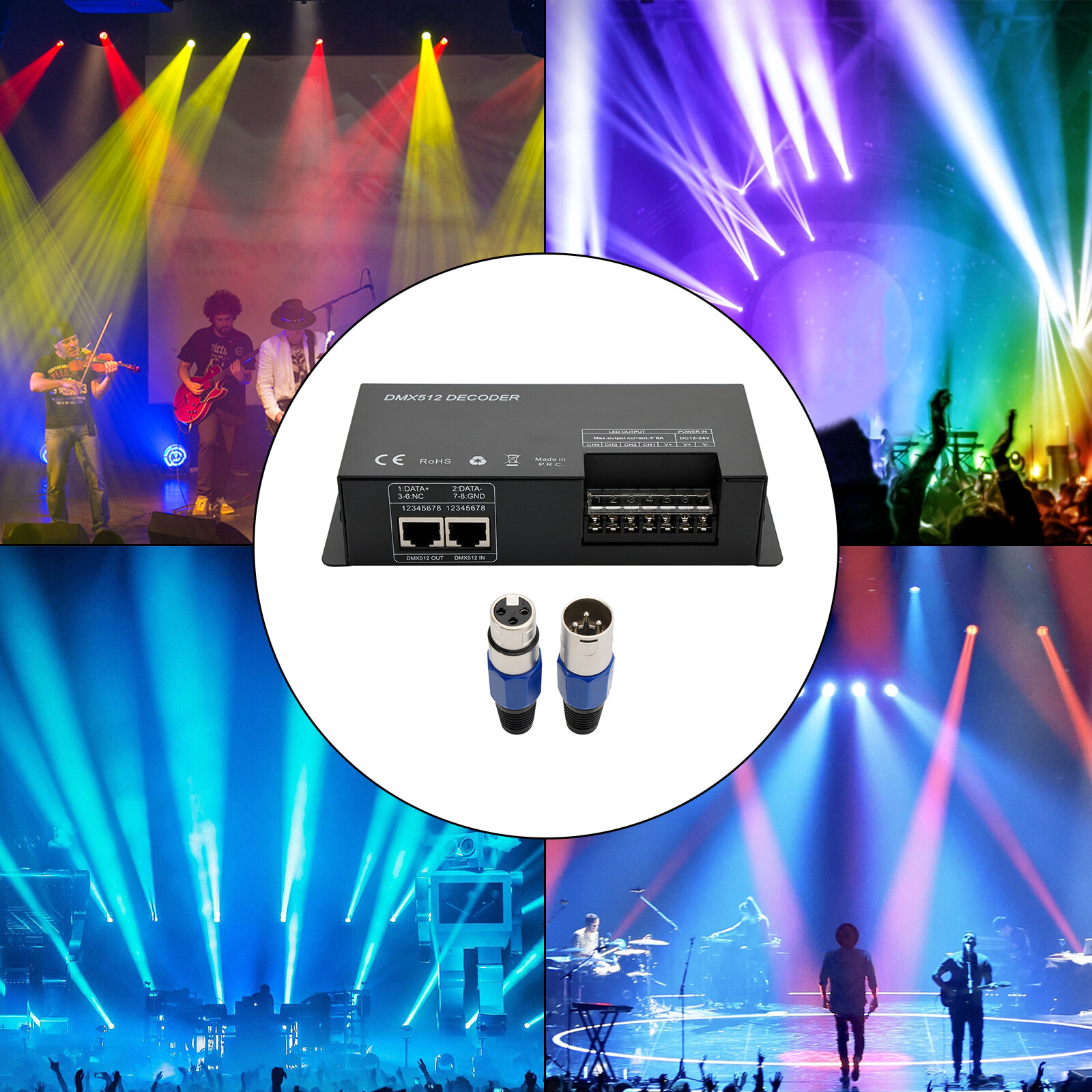 4 Channel DMX 512 Decoder RGBW PWM Dimmer Driver LED Strip Light Controller A B9