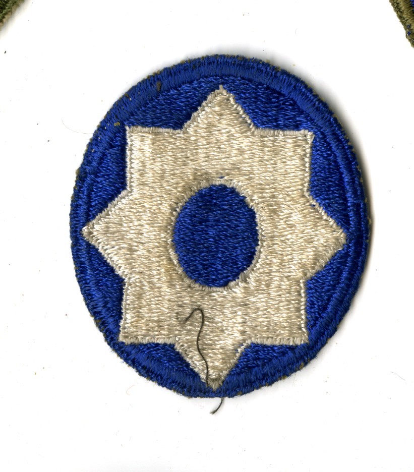 8th Service Command White Back Patch WWII Vintage Southern States