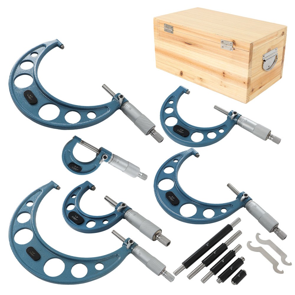 6 Pcs 0-6" Precision Outside Micrometer Set 0.0001" Carbide Standards Set NEW