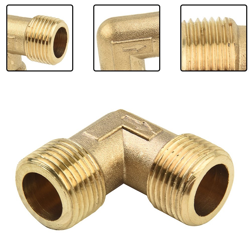 Air Compressor Fittings Brass 16.5mm Male Thread Check Valve Elbow Coupler