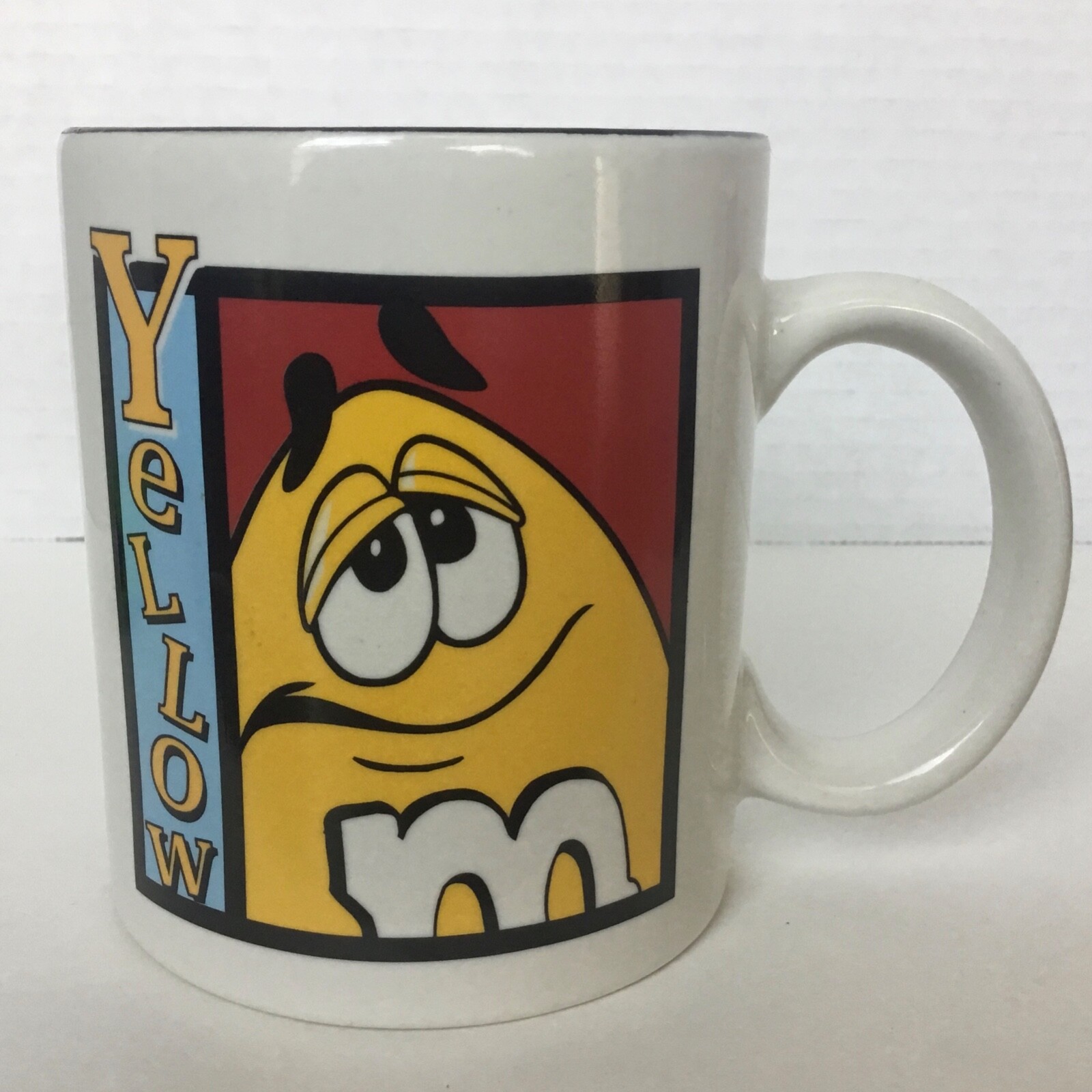 M&M Coffee Mug YELLOW Colored Candy Black Interior 8 oz
