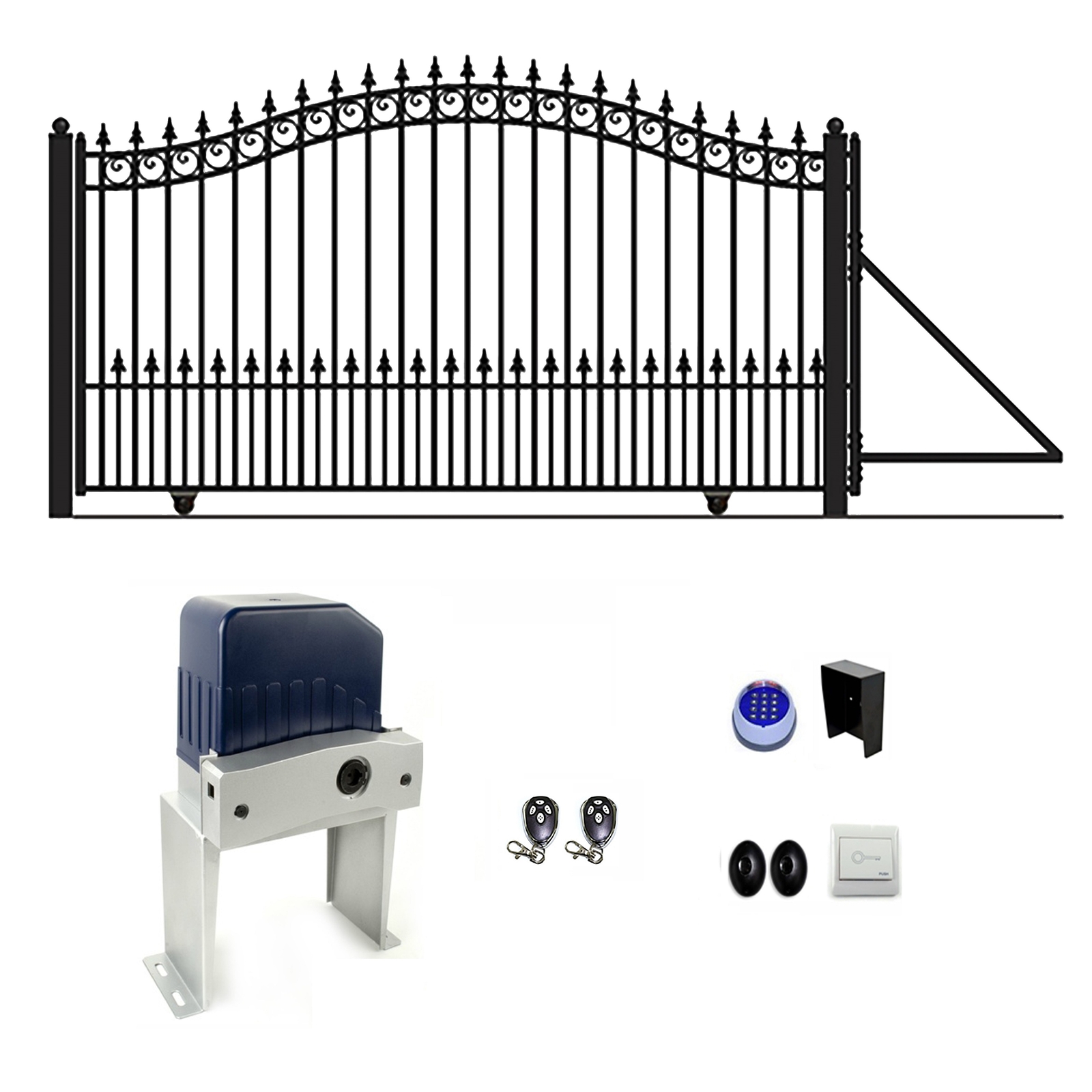 ALEKO Garden Yard Steel Single Sliding 12' Gate Prague Style with Gate Opener