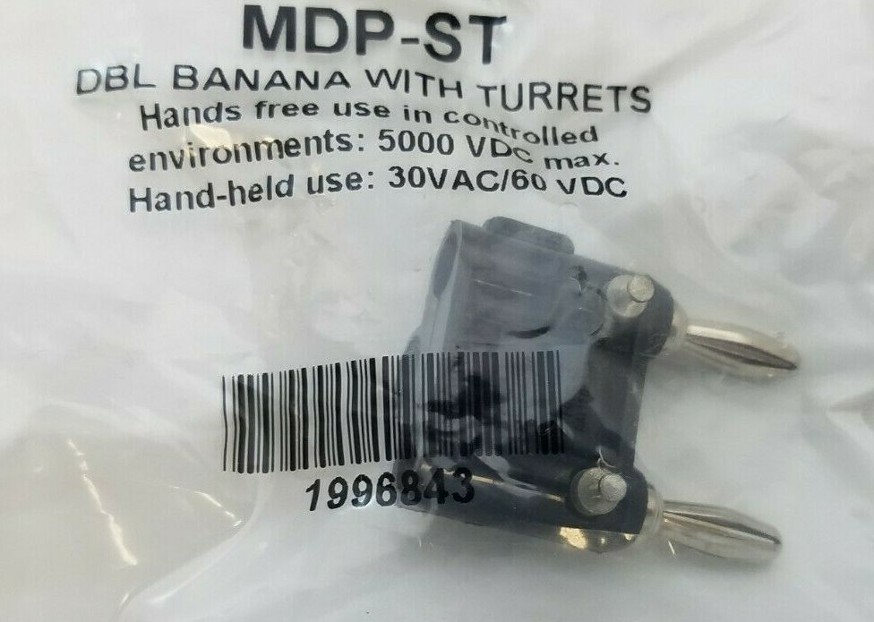 2 (LOT) MDP-ST Double Banana Plug Stack Turret, Black