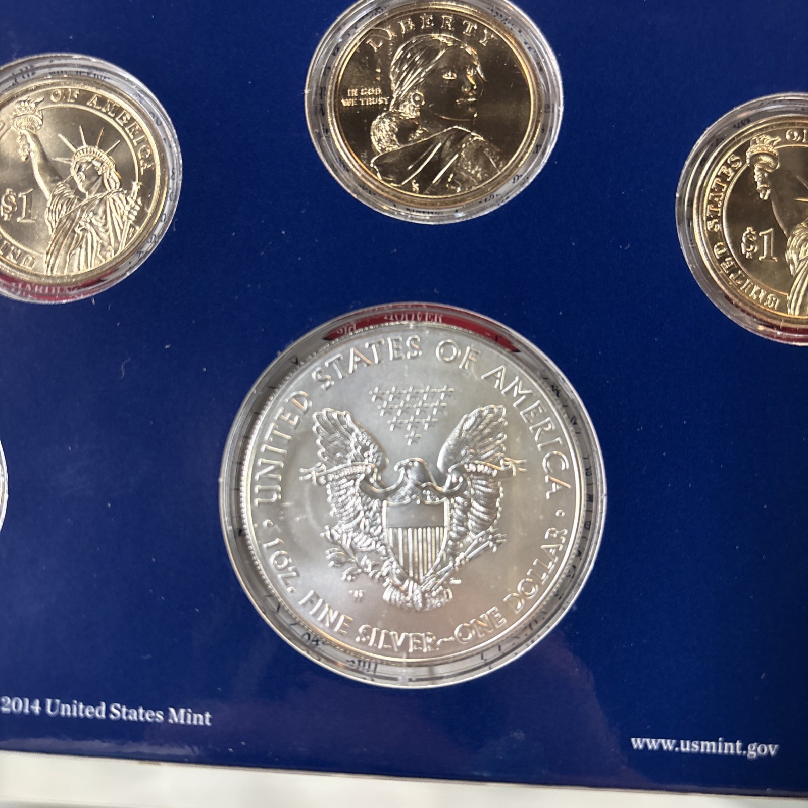 2014 US MINT ANNUAL UNCIRCULATED DOLLAR COIN SET - 6 WITH COA