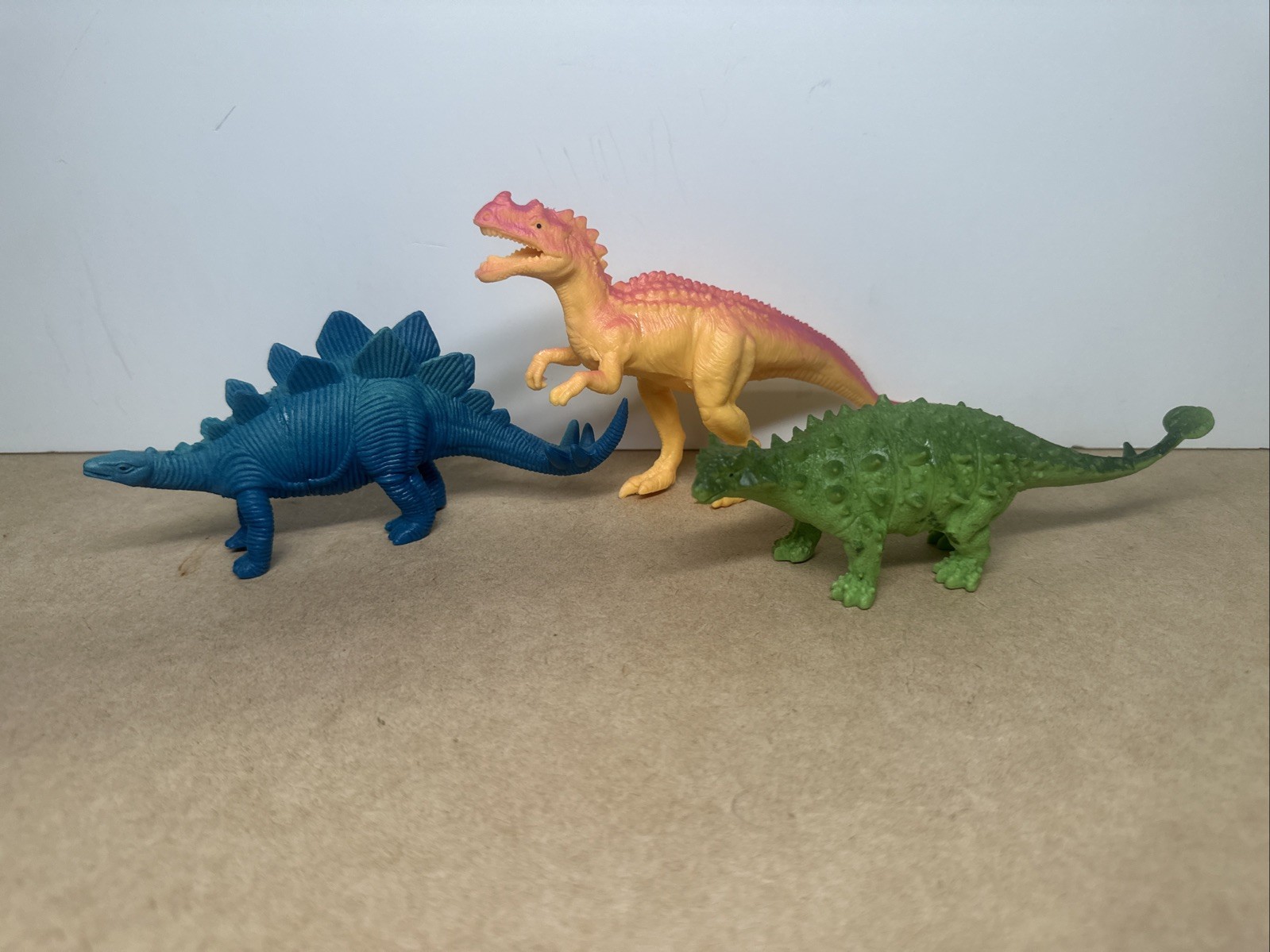Bright Mini Dinosaur Toy Lot – Stegosaurus, Dilophosaurus, Ankylosaurus Figures