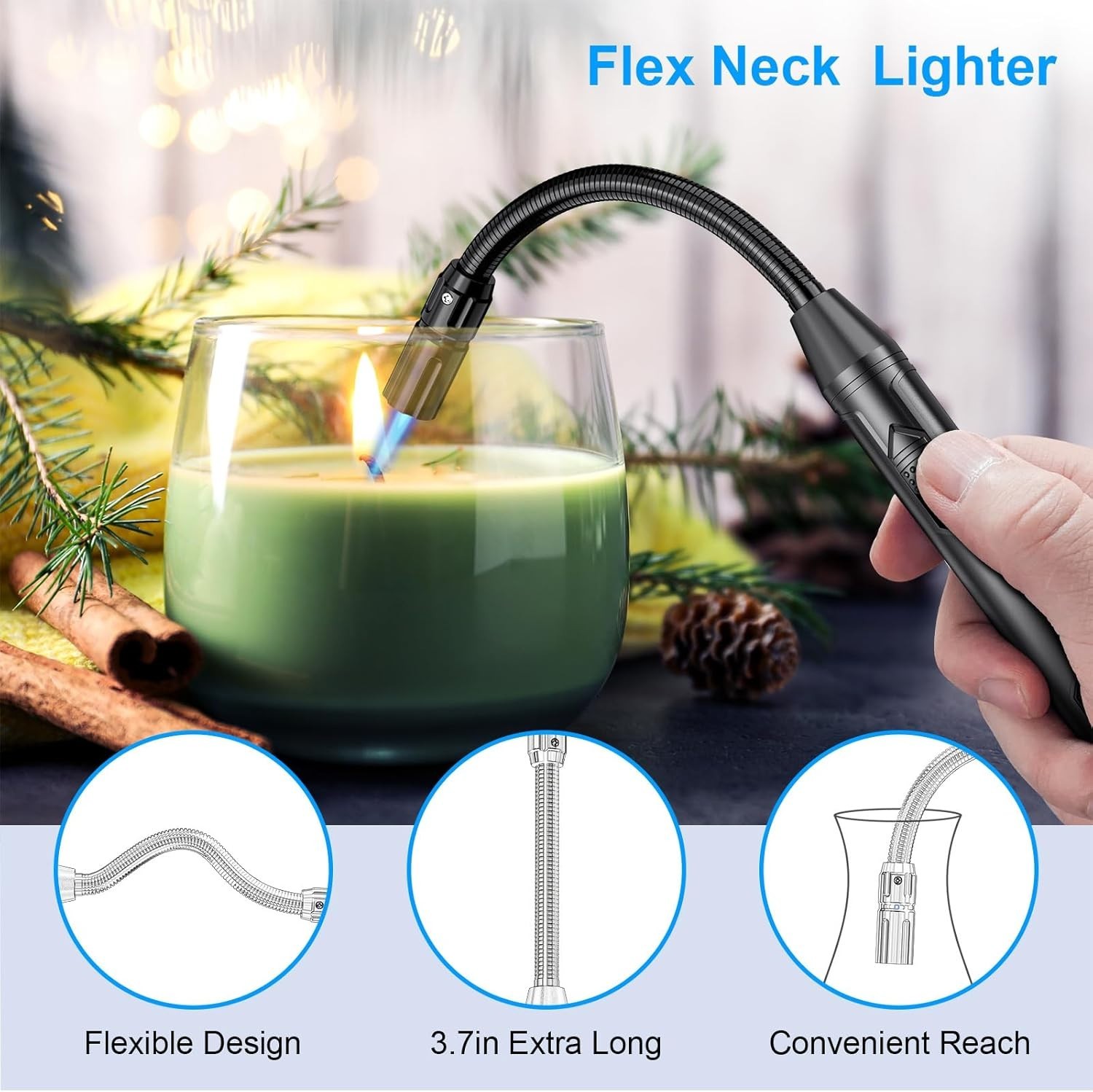 Torch Lighter Refillable Butane Lighter Long Flexible Neck Multipurpose Lighter