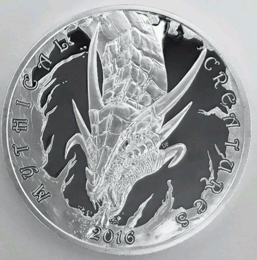 2016 UK SILVER STACKERS  SET OF 2 MYTHICAL CREATURES DRAGON/ PHOENIX COINS (2)