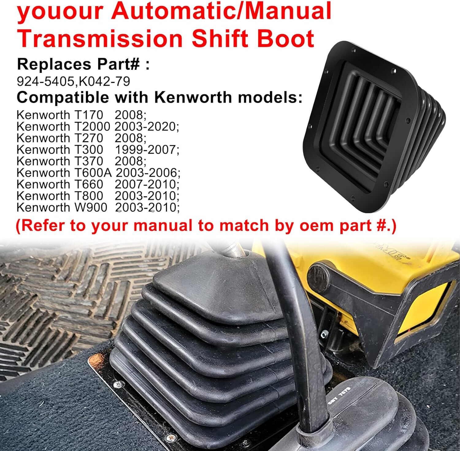 924-5405 Automatic/Manual Transmission Shift Boot K042-79 For Kenworth Models
