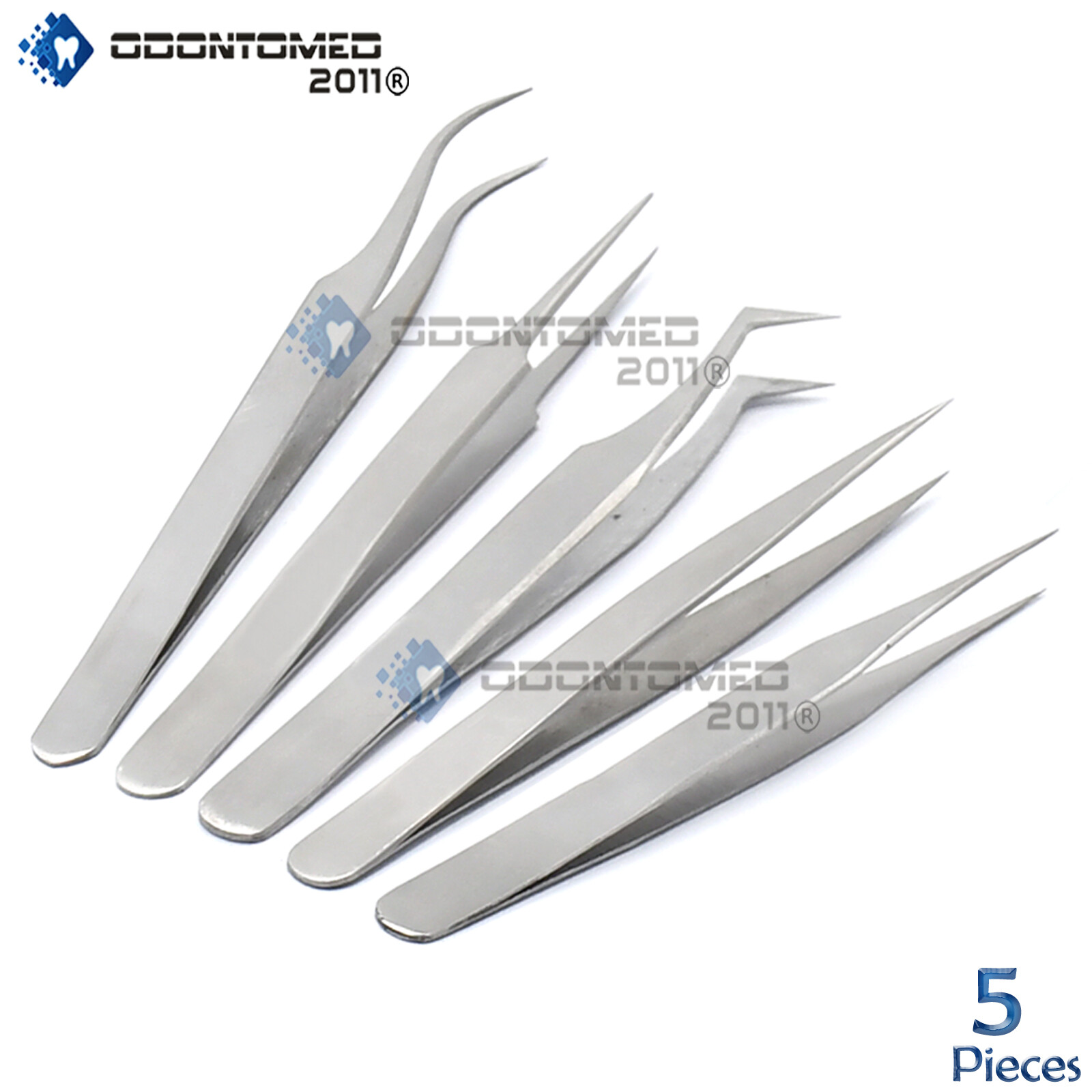 ODM Eyelash Extension Straight and Curved Tweezers,5 Pieces