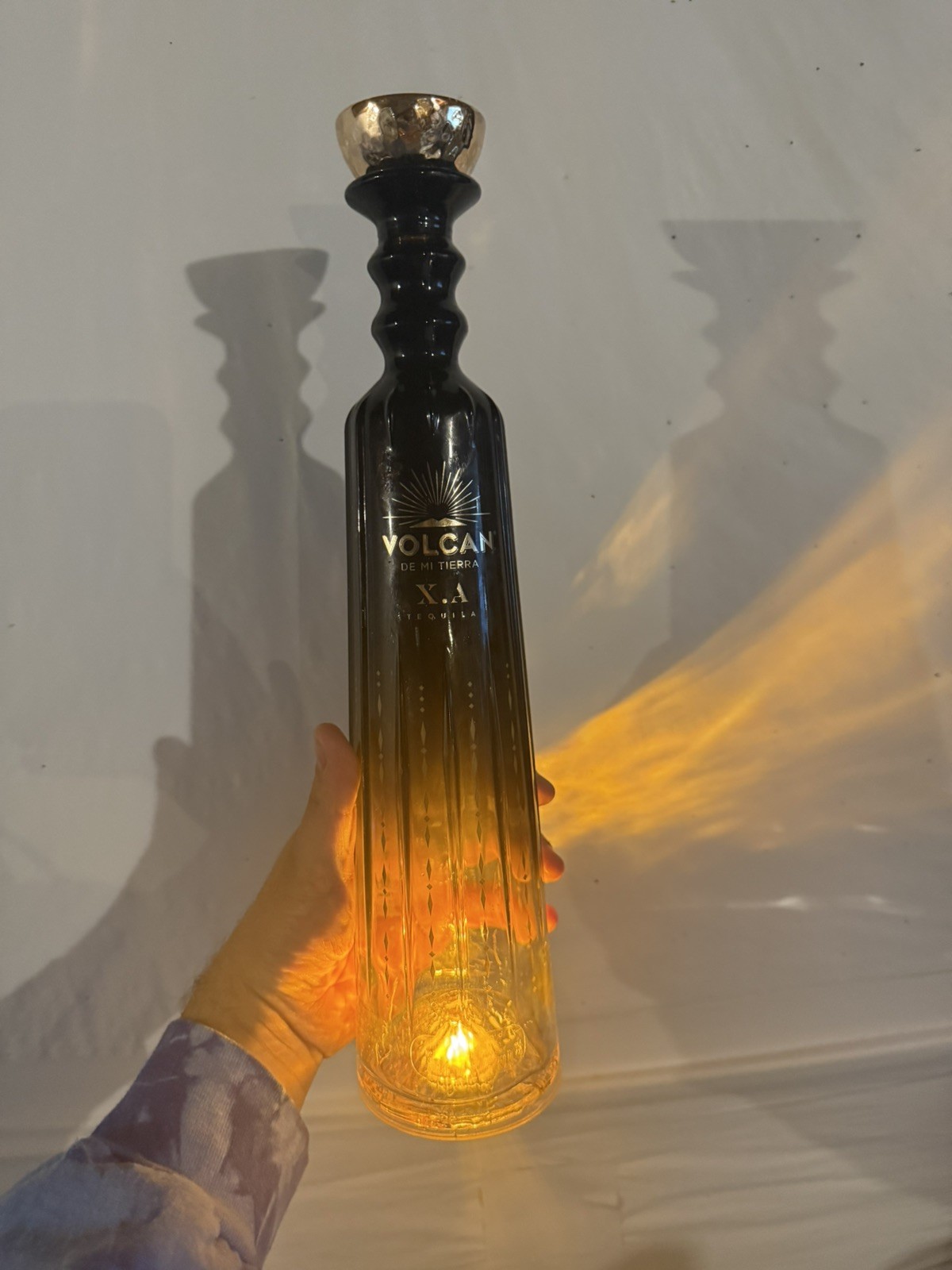 Volcan De Mi Tierra XA Collectible Liquor Empty Bottle illuminated