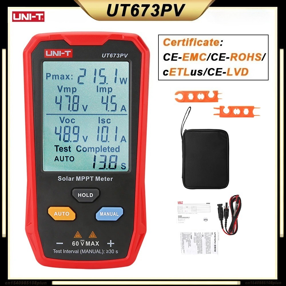 UNI-T UT673PV Solar MPPT Meter Pmax/Vmp/Imp/Voc/Isc PV Panel Tester 800W 35A LCD