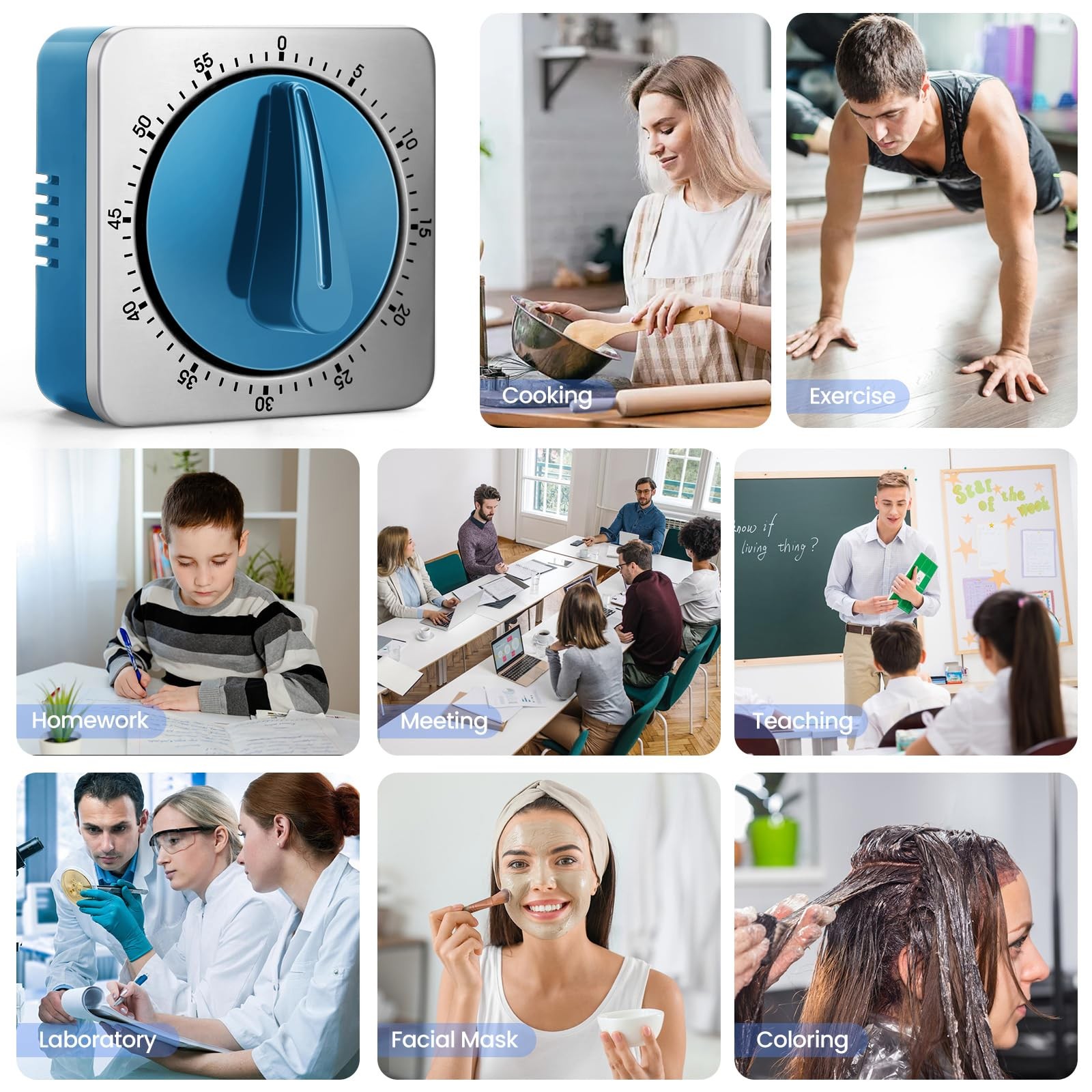 Kitchen Timers for Cooking, Chef Cooking Timer Clock with Loud Alarm,100% Mec...