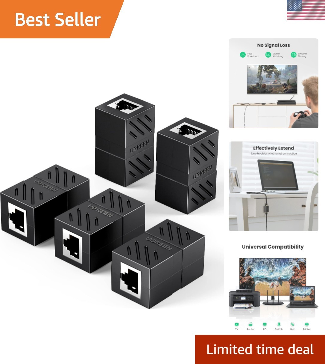 Brand New Ethernet Coupler 5 Pack Black