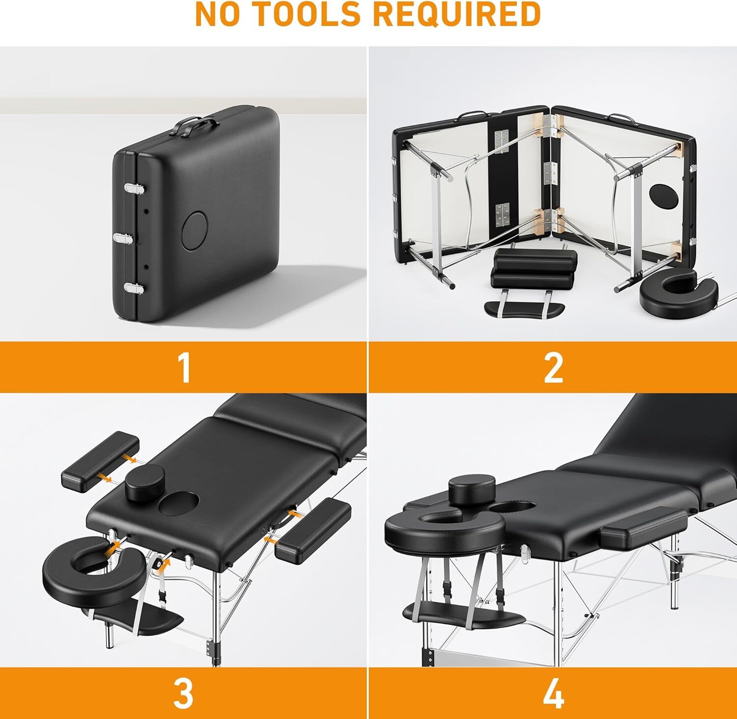 Portable Massage Table 3 Sections Reclining Bed Lash Spa Salon Bed w/Bag