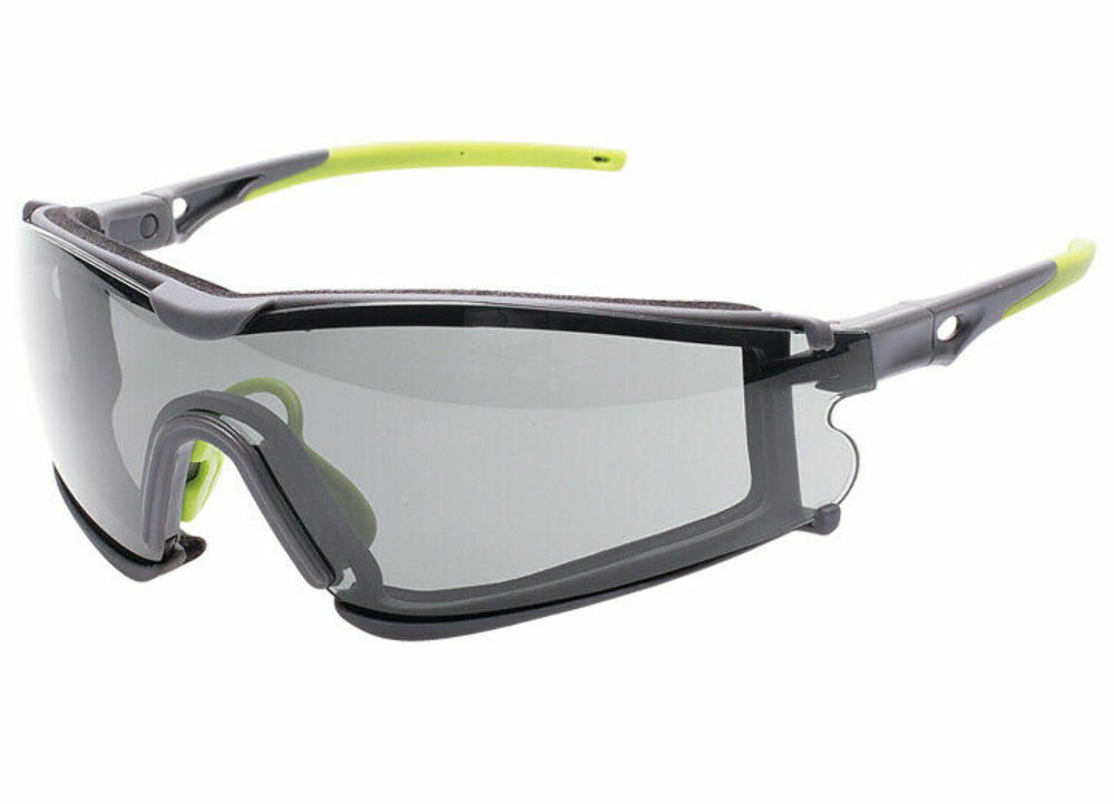 Encon Scudo Safety Glasses Grey A/F Lens Green Frame Fire Resistant Foam Gasket