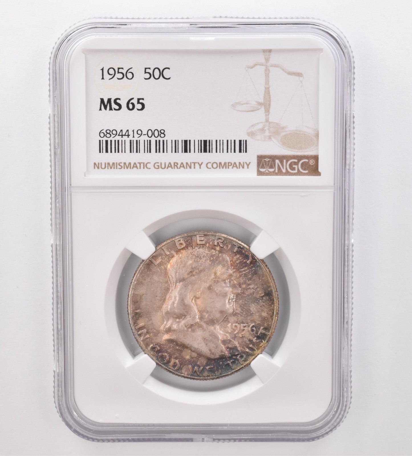 1956 Franklin Half Dollar MS65 NGC Beautiful Tone *9929