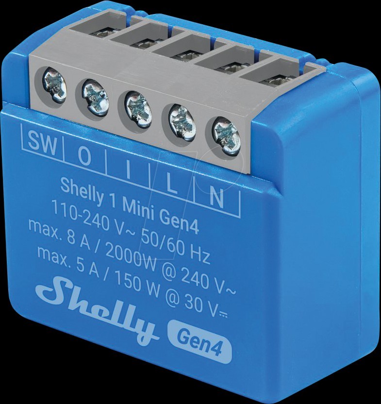 Shelly · Flush Mount·""1 Mini Gen4""· Relay· Max· The SHELLY_1_MINI GEN4