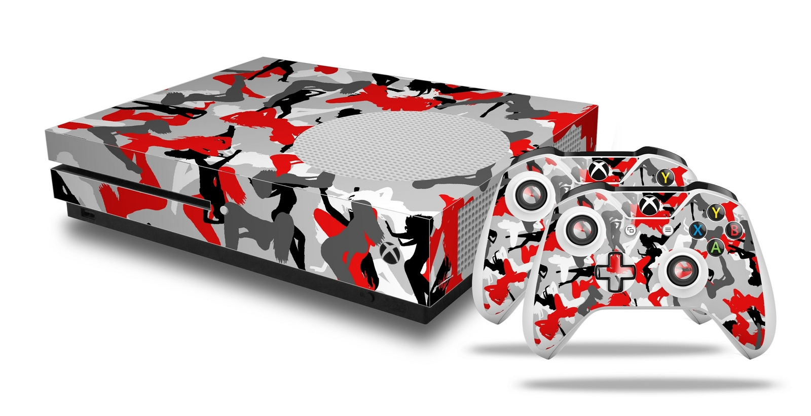 Skin XBOX One S Console Controller Sexy Girl Silhouette Camo Red