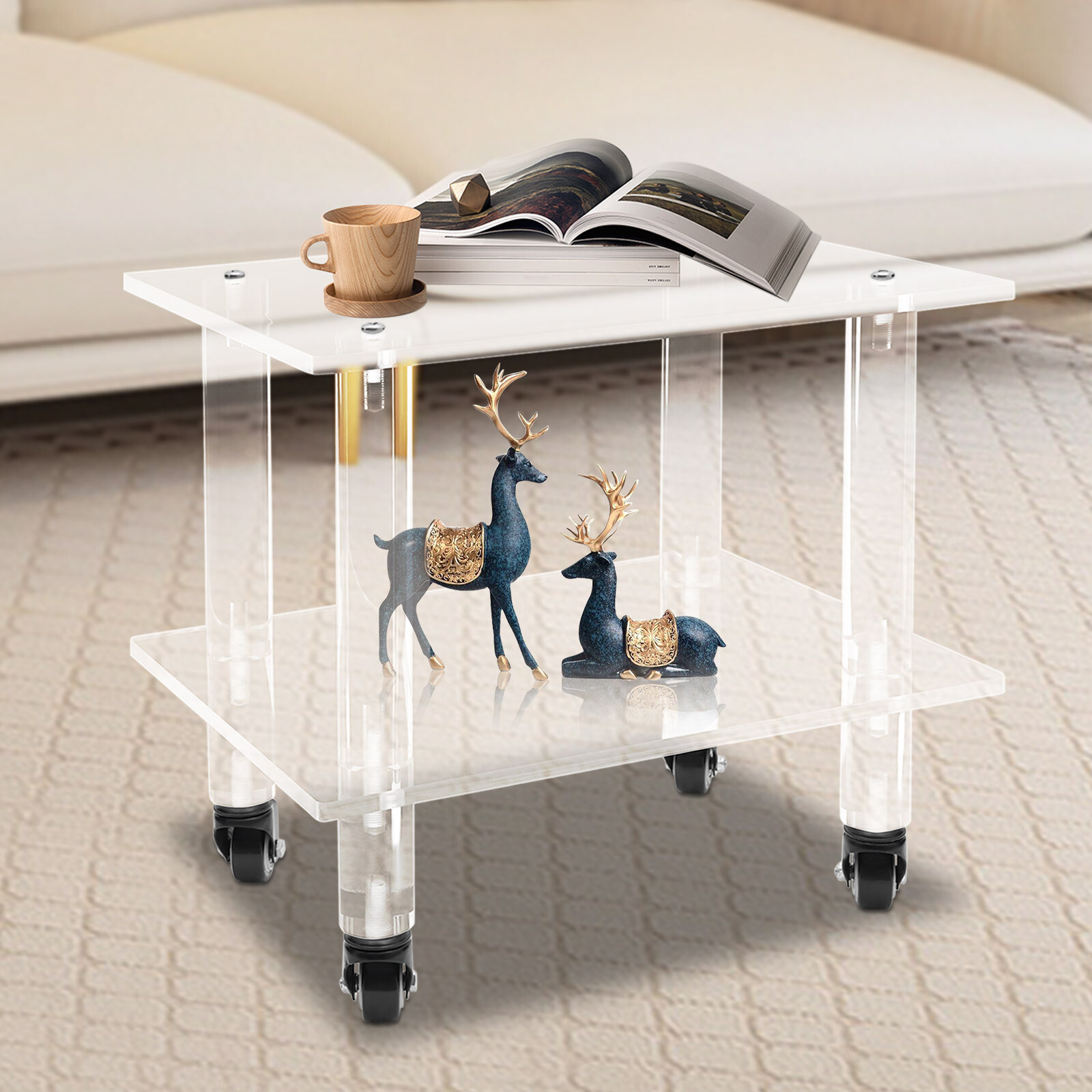 Acrylic Printer Stand Free Standing Printer Mount Clear Printer Stand W/ Wheels
