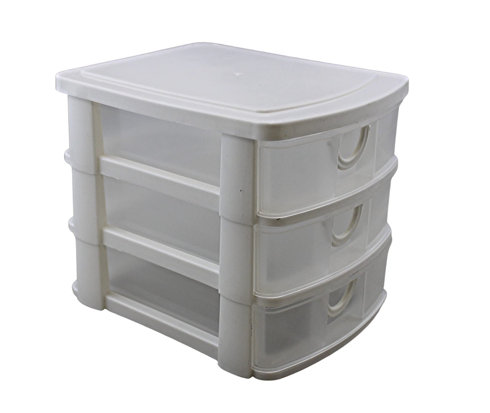 3 Drawer Mini Plastic Organizer Valet Makeup HBA Cosmetics Arts & White