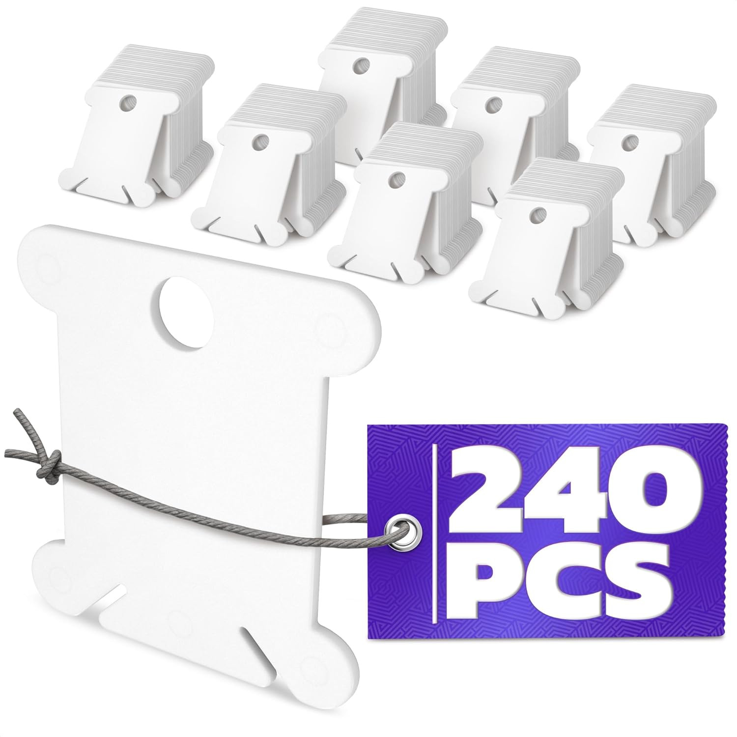 240 Pcs Embroidery Floss Bobbins - Sturdy Plastic Tangle-Free Design with 2 Slot