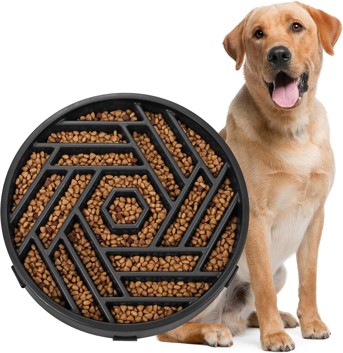Slow Feeder Dog Bowl For Medium Large Bread Dogs To Slow Down Eating Black