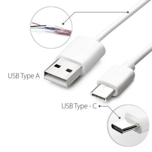 100Pcs USB-C to USB-A White Charging Data Cable Fast Charging Charger Cord Cable