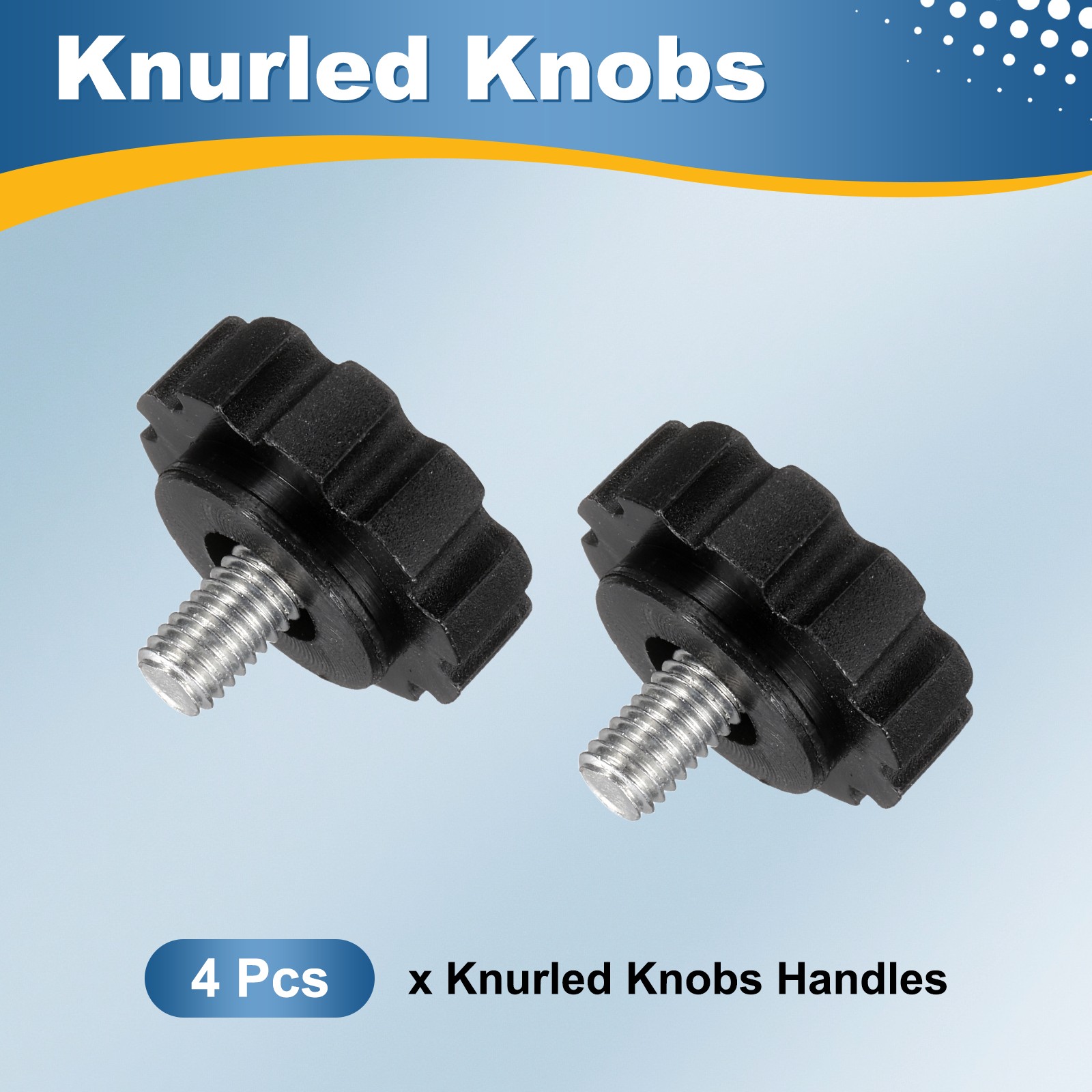 4 Pcs M5 x 8mm Male Thread Knurled Knobs Handles Hand Clamping Screws Black