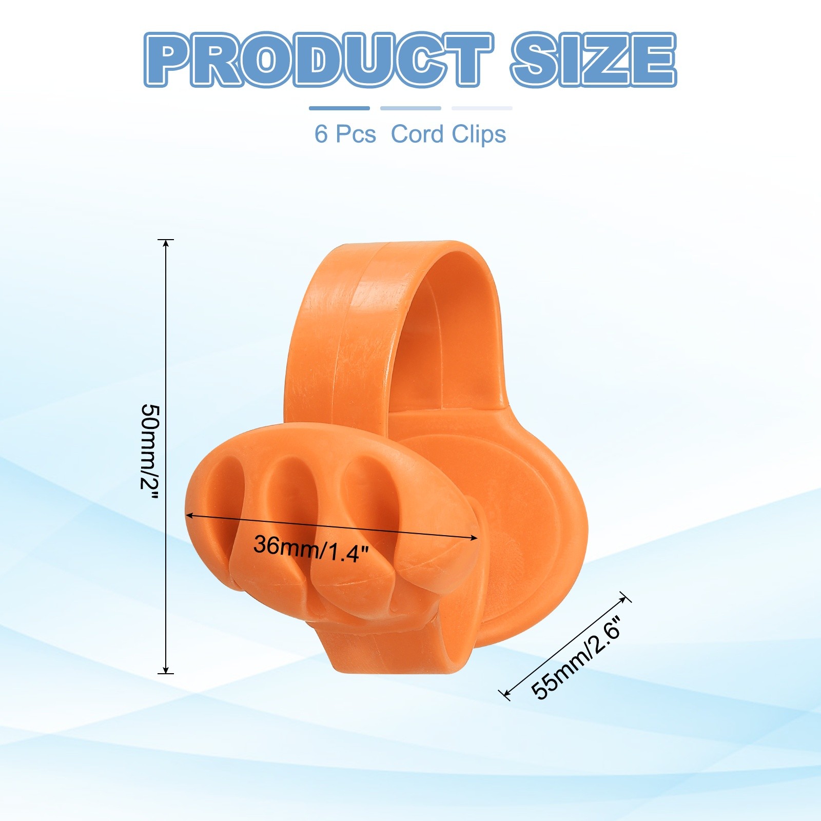 Cable Clips, 6 Pcs Desk Cord Organizer Wire Holders, Orange