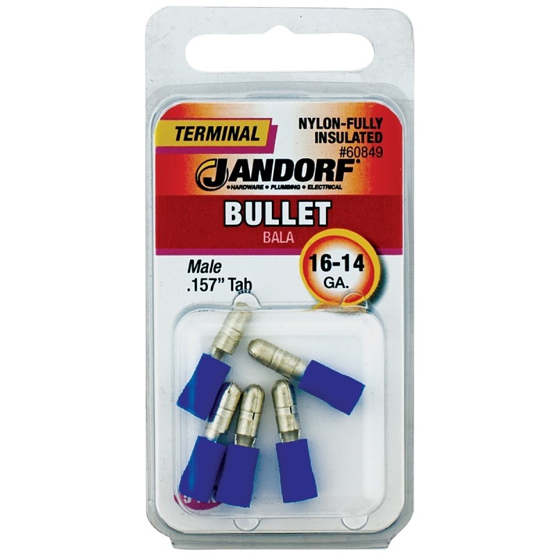 Jandorf 60849 Bullet Terminal, 600 V, 16 to 14 AWG Wire, Nylon Insulation, Coppe