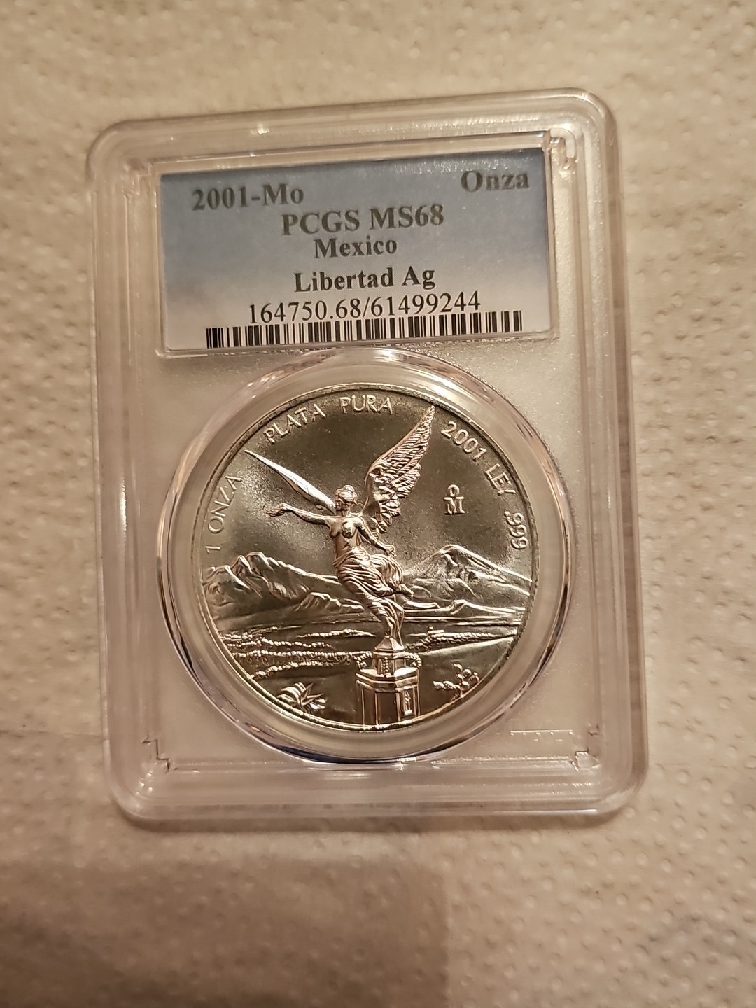 2001 Libertad 1 Oz .999  Pcgs Ms 68