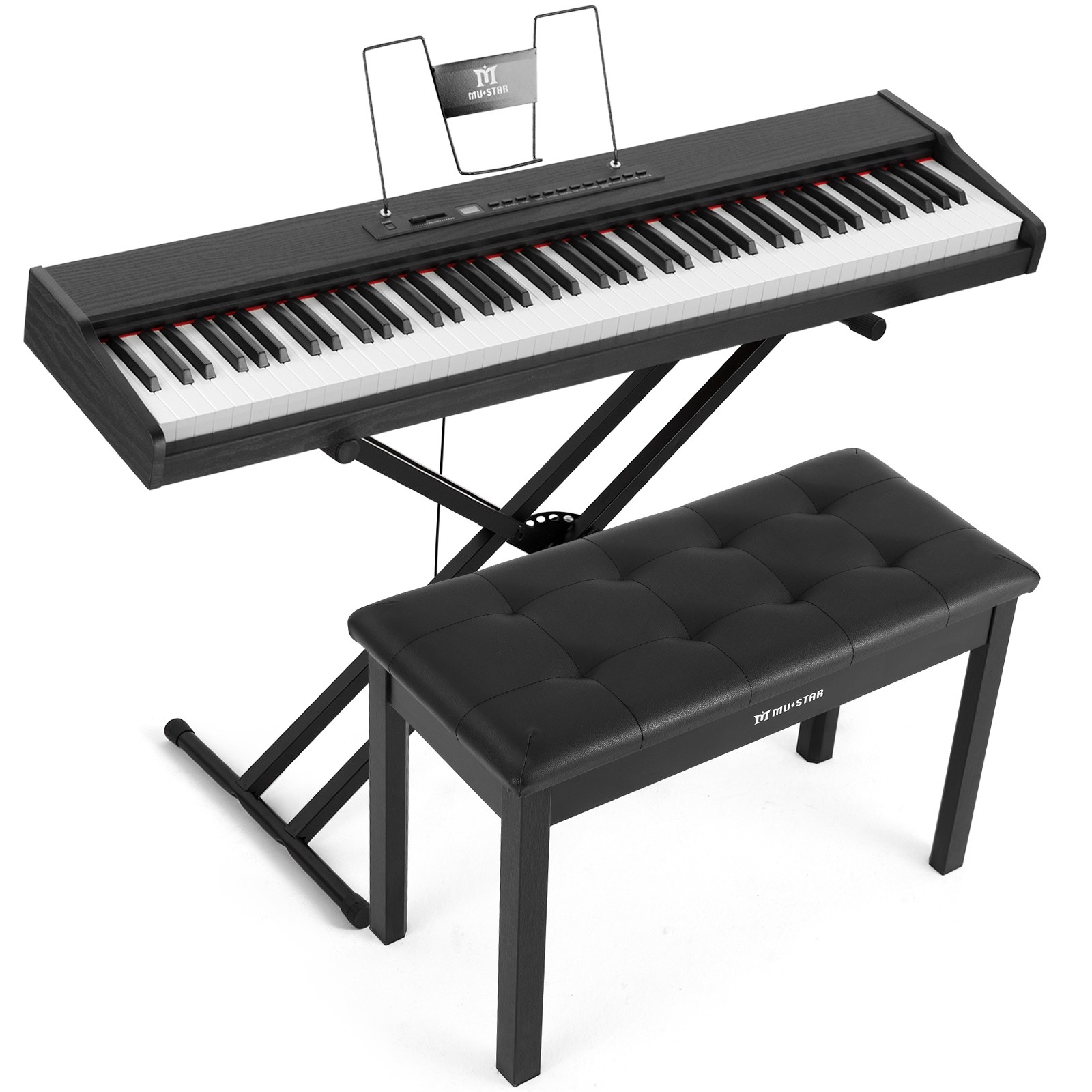 Black 88Key Electric Digital Piano Semi Weighted Keyboard w/MIDI USB,Pedal,Bench