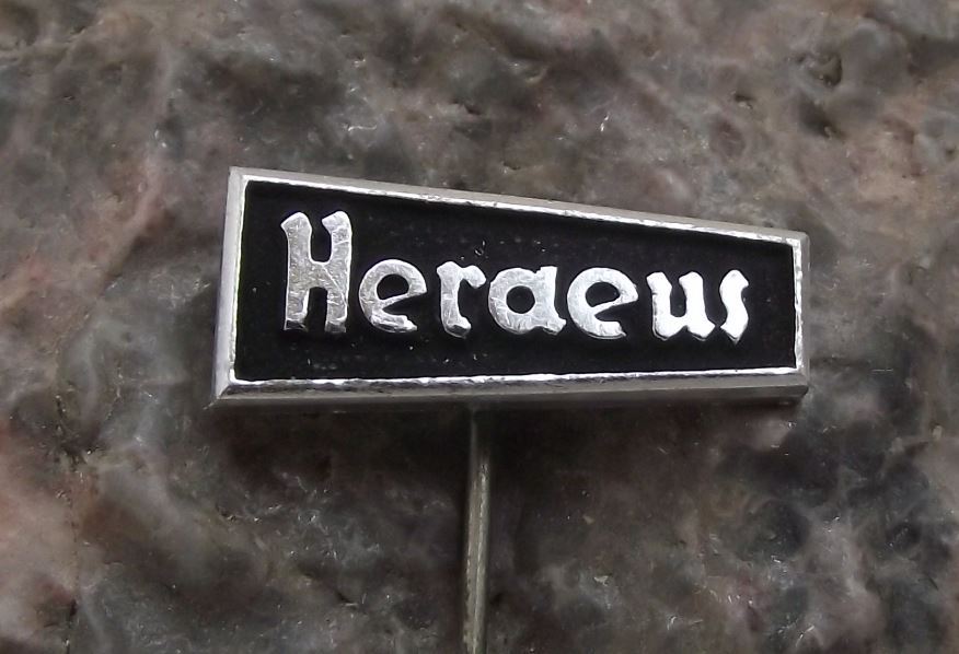 Vintage Heraeus Technology Company Germany Precious Metals Firm Pin Badge