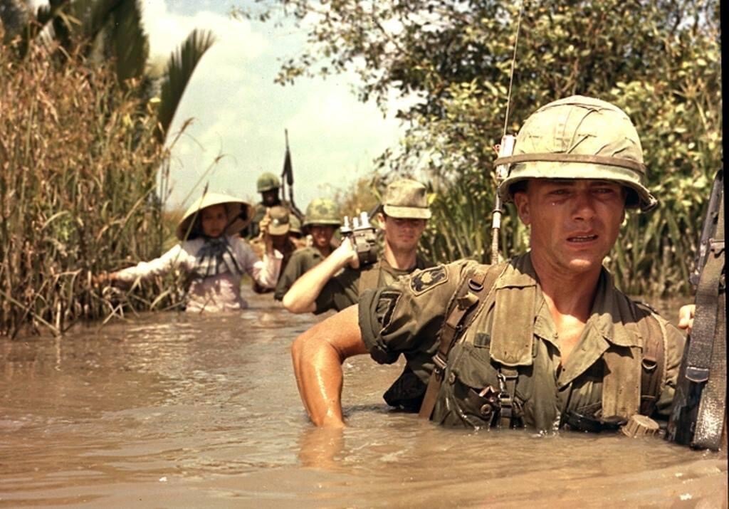 Vietnam War Photo  /  US Soldiers on Patrol  Vietnam Monsoon  COLOR Photo  8309