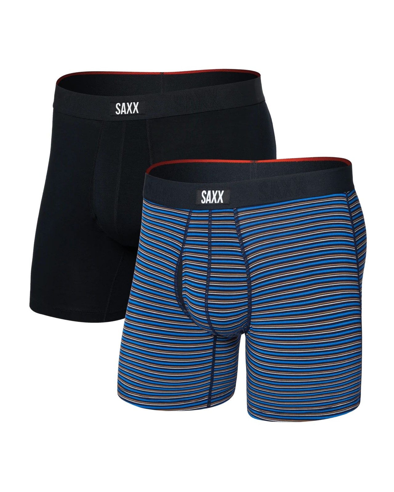 Saxx Vibe Xtra Boxer Brief Fly Men's Underwear, Railroad Stripe/Black, Large, 2