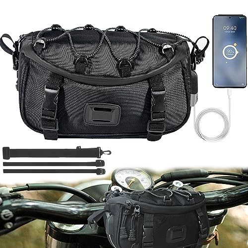 Universal Motorcycle Bag, Black Motorcycle Handlebar Bag Tool Bag Front Fork