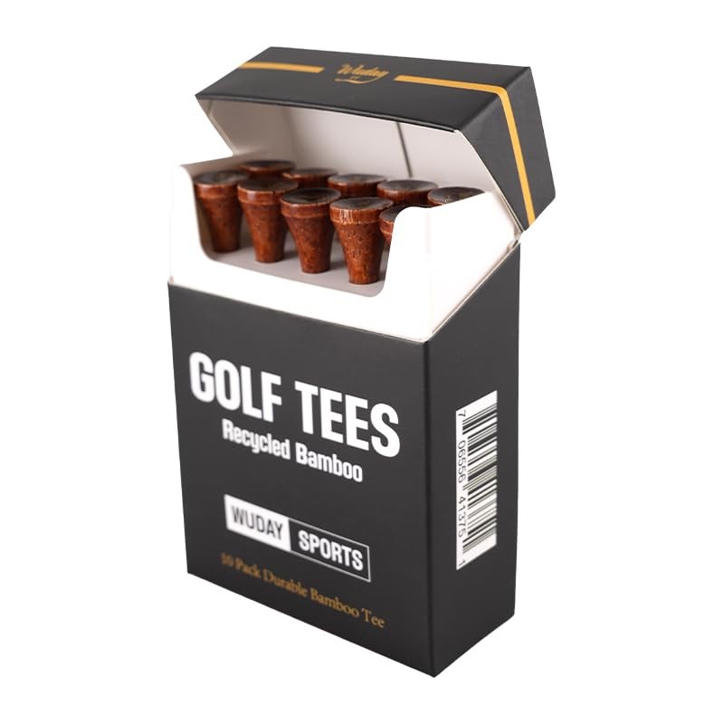 Golf Tees, Premium Bamboo Tees (Pack of 10) | 70mm (2.75") Durable, Black