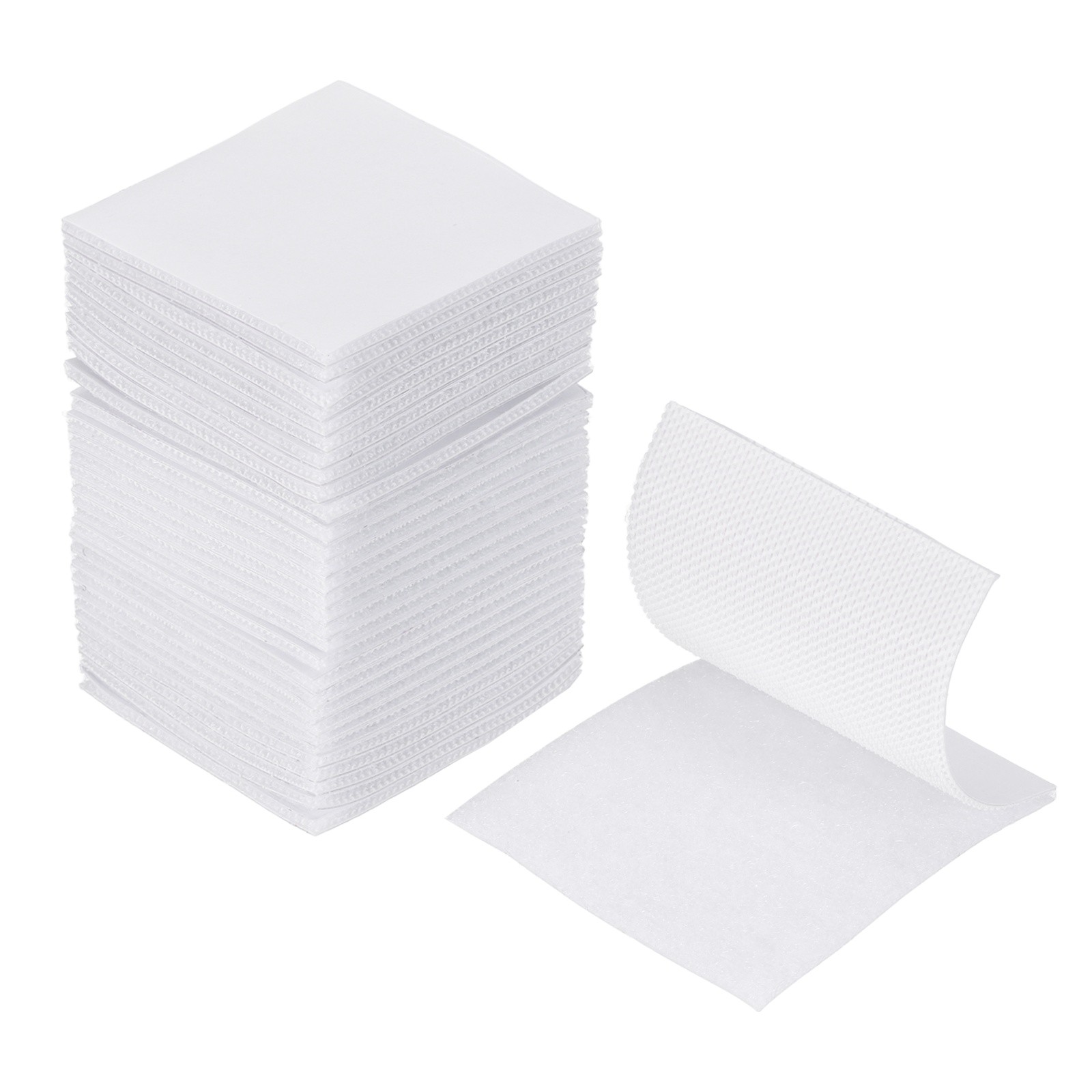 50 Pcs 2.4 x 2.4 Inch Hook and Loop Tape with Adhesive for Home Office, White