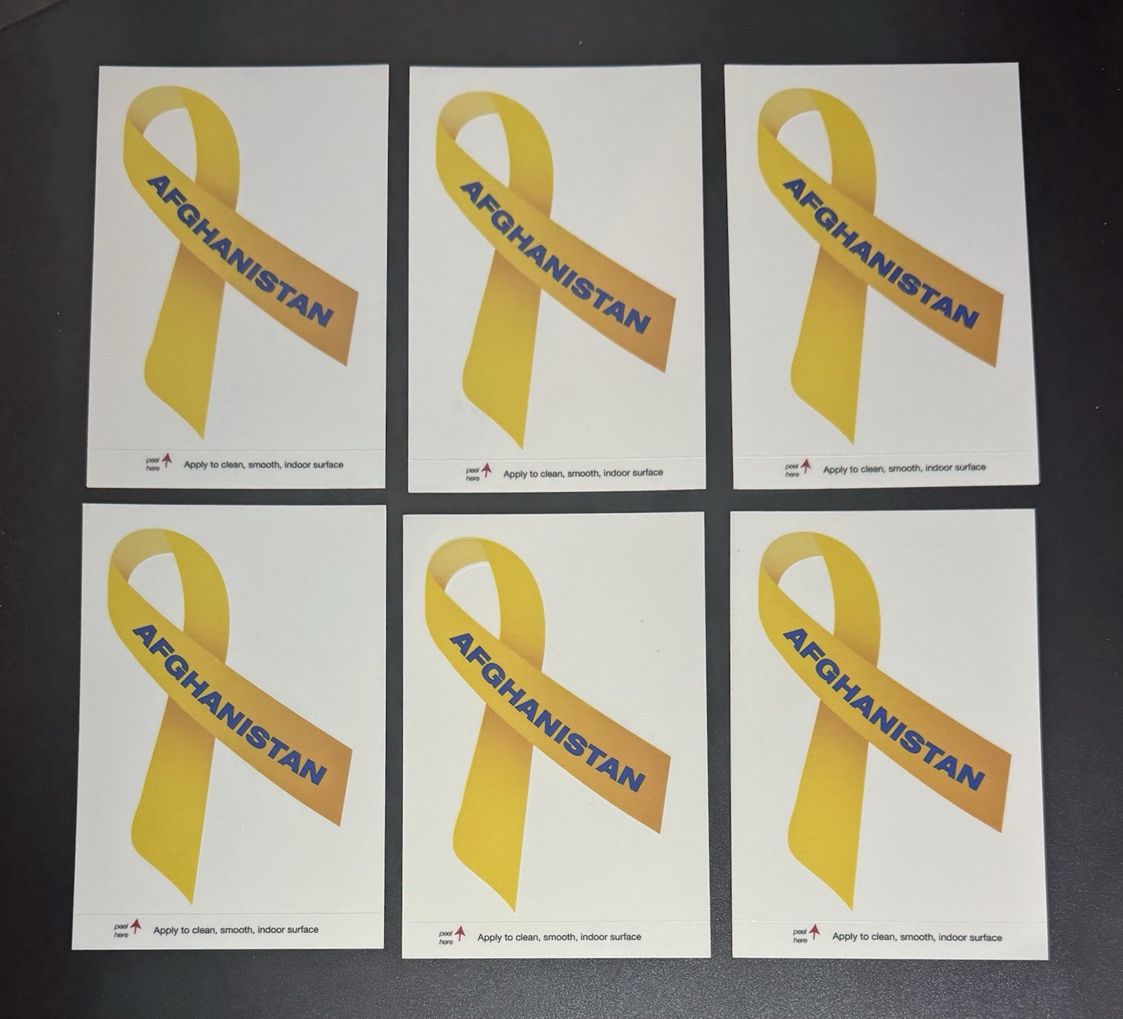 Yellow Ribbon Window Cling American Made UV Protected, 6 Pack, Afghanistan Vet