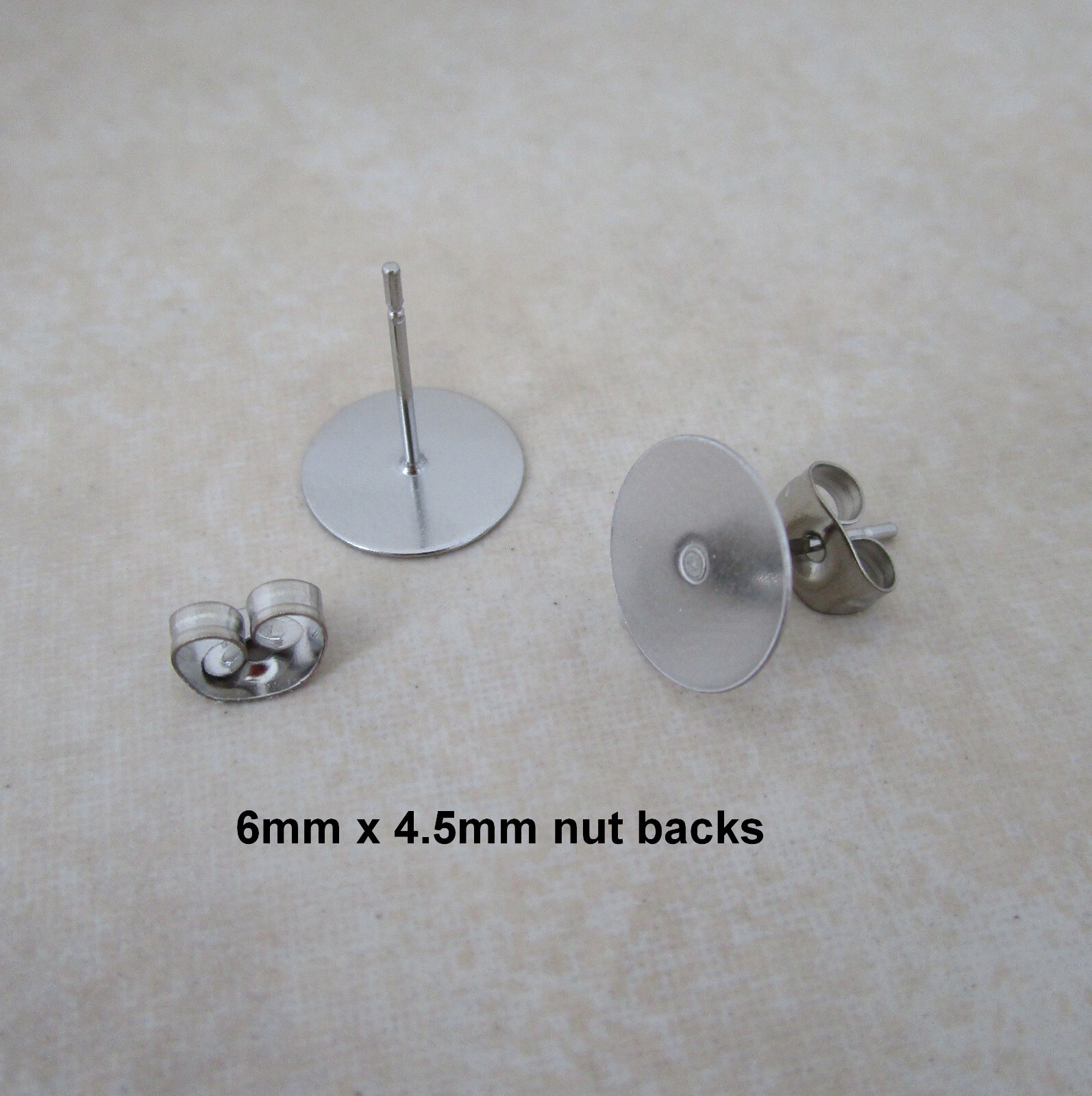 12 pairs earring studs 10mm pad hypoallergenic stainless steel