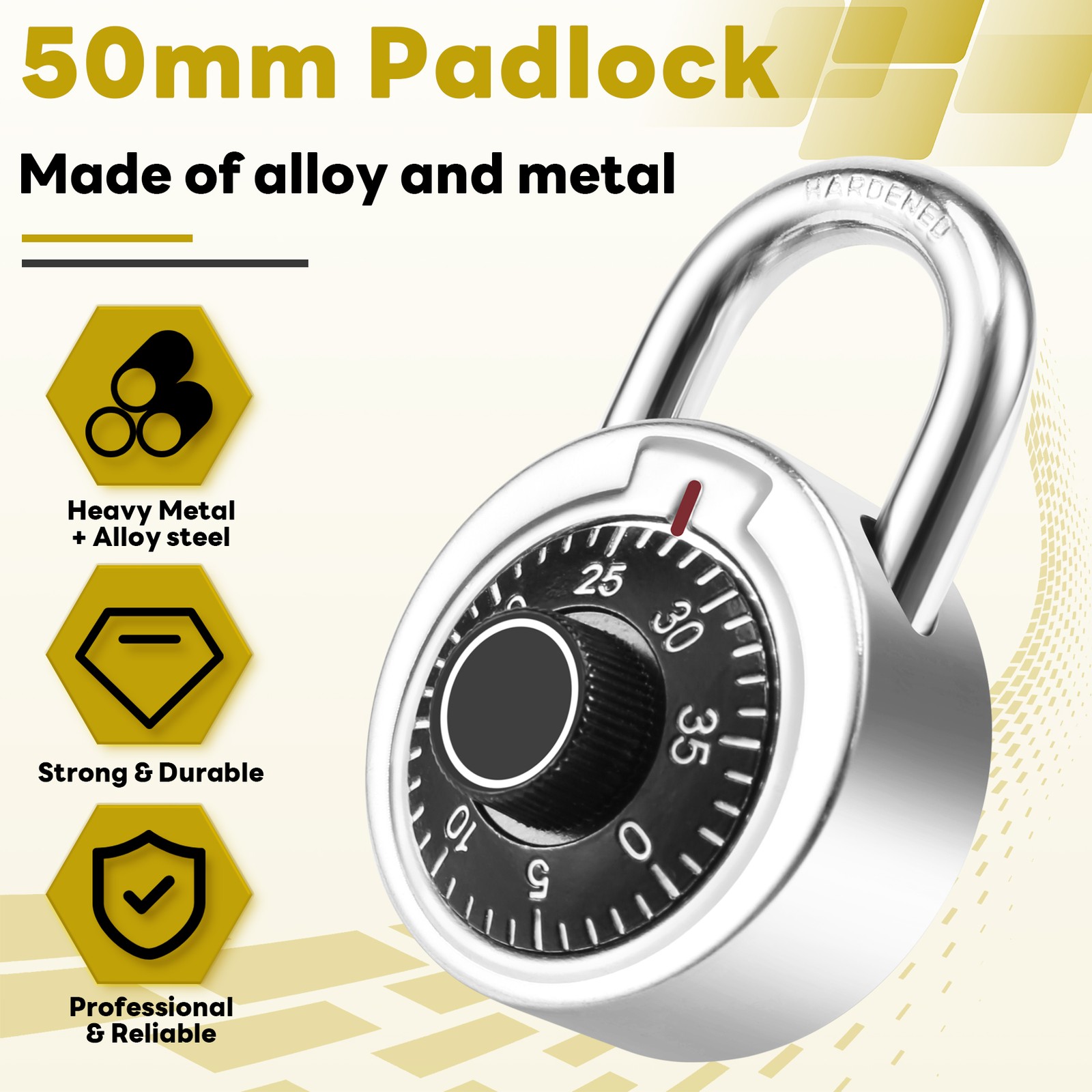 Master Coded Lock 50mm With Round Fixed Combination Padlock W6Q14978
