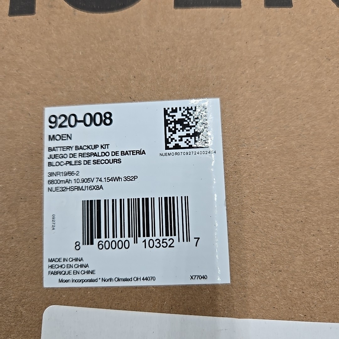 Moen 920-008 Battery Backup Kit for Flo Smart Water Monitor and Shutoff