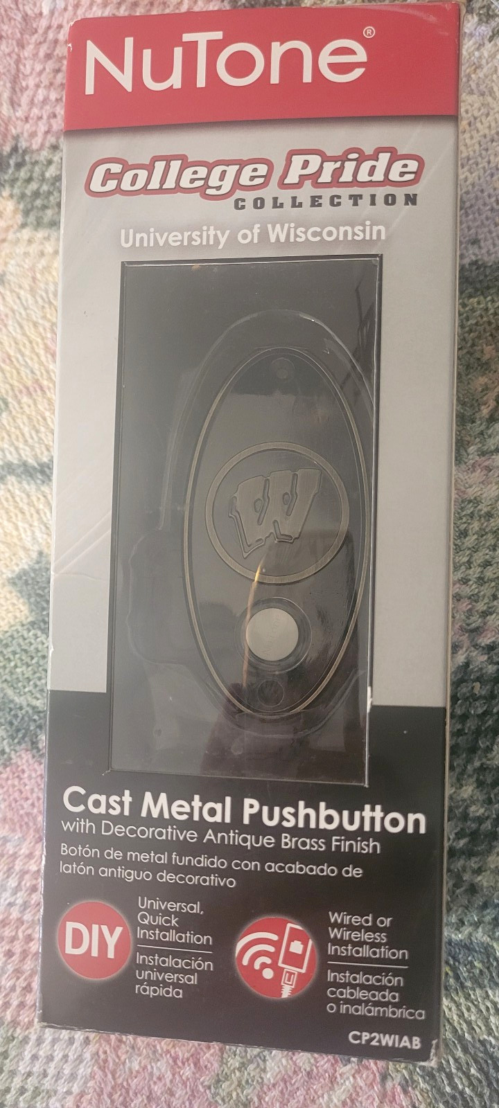 University of Wisconsin  NuTone Cast Metal Push Button Doorbell Brand New