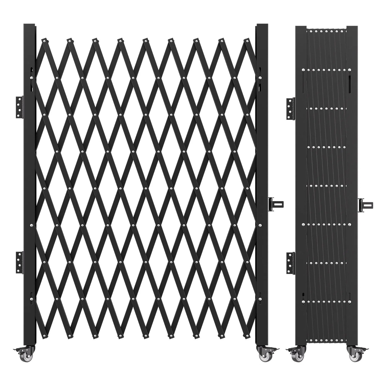 Single Folding Security Gate, 7.25 ft H x 7.8 ft W Folding Door Gate, Steel