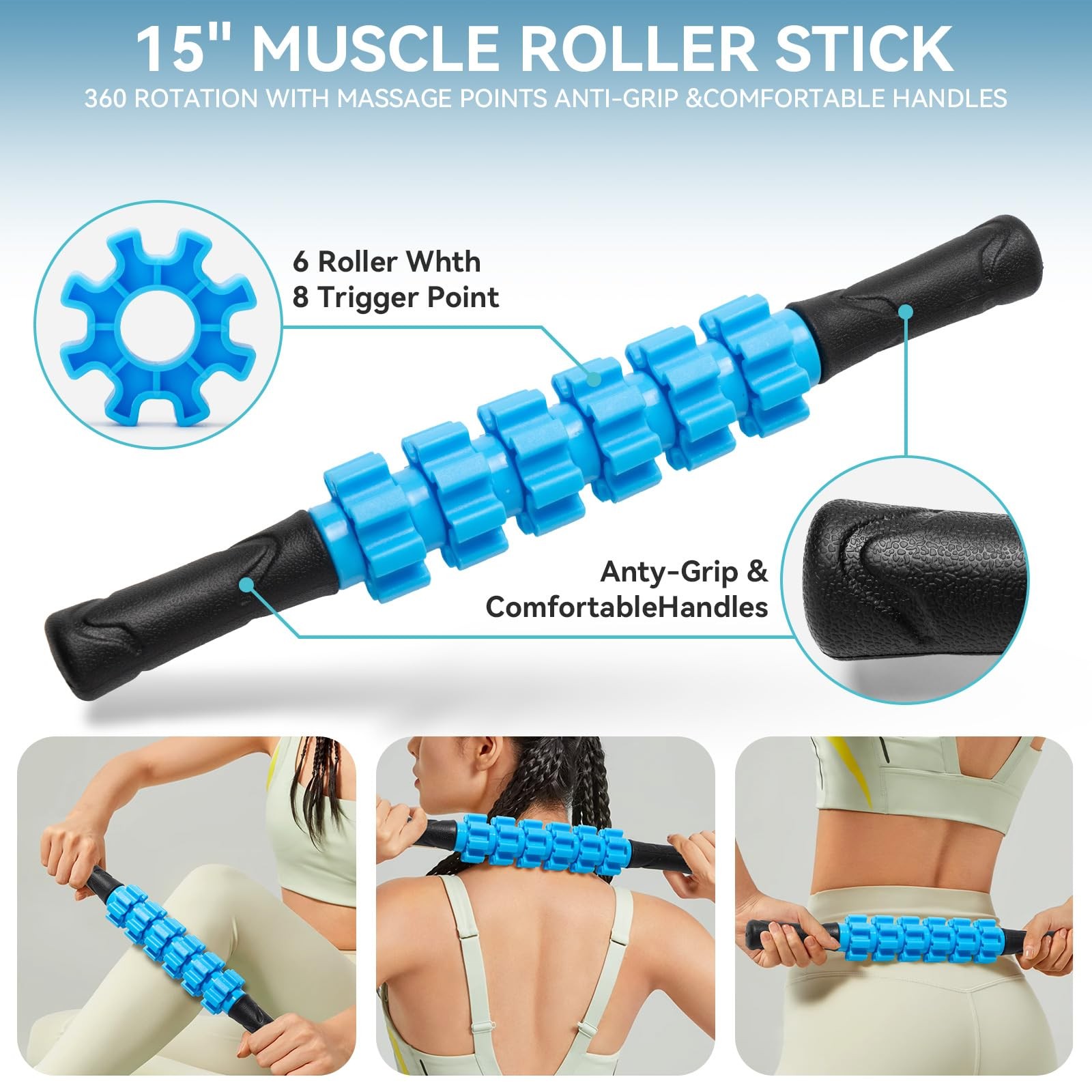 5 in 1 Foam Roller Set for Deep Tissue Muscle Massage, High Density Trigger P...