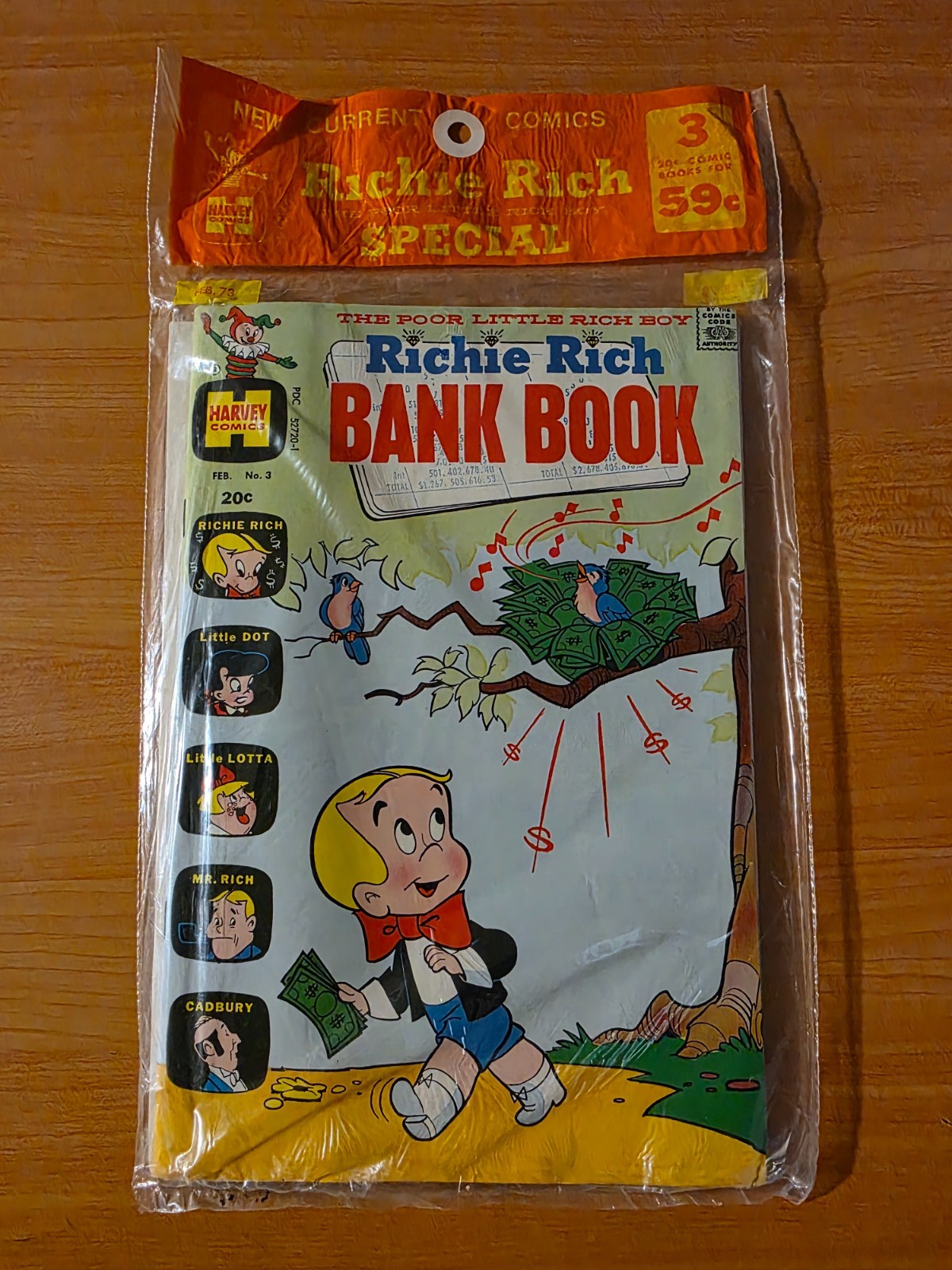 Harvey 3 Pack SEALED ~ Richie Rich Diamonds #4 Jackpots & Bank Book #3 ~NM~ 1973