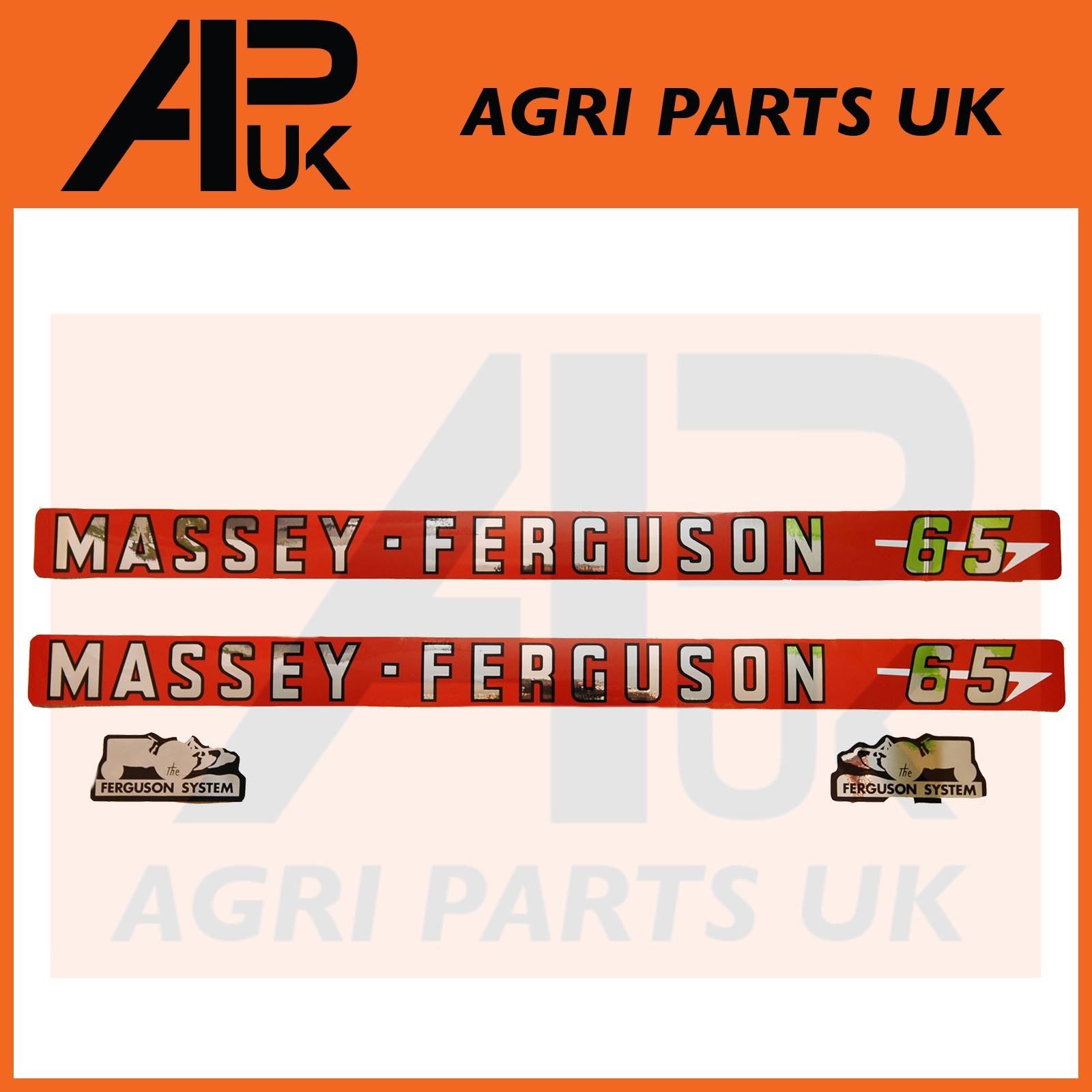 Decal Emlem Sticker Set for Massey Ferguson 65 Tractor Bonnet Stickers MF Fergie