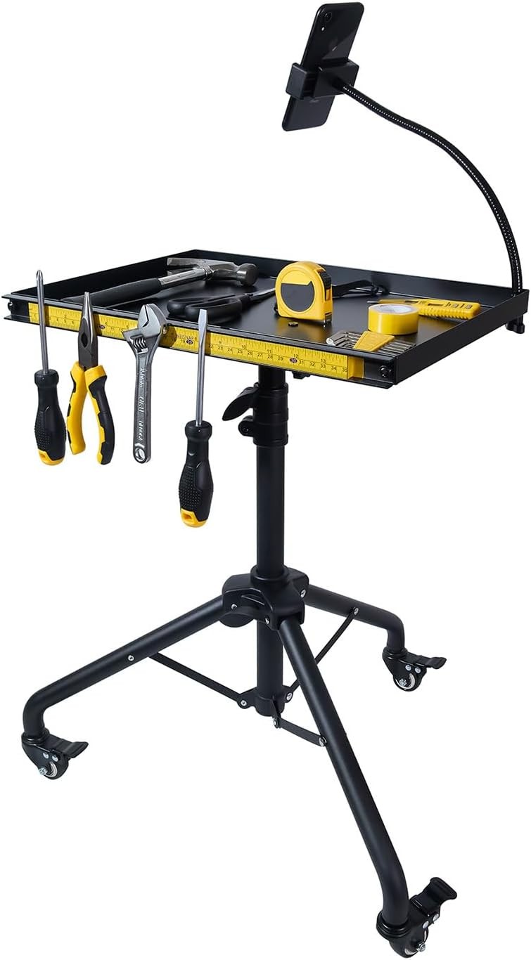 Rolling Tool Cart with Phone Stand, Portable Work Table Mobile Service